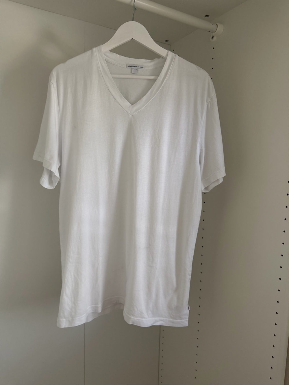 James Perse Men’s White V-Neck T-Shirt Size 4 XL Made in USA